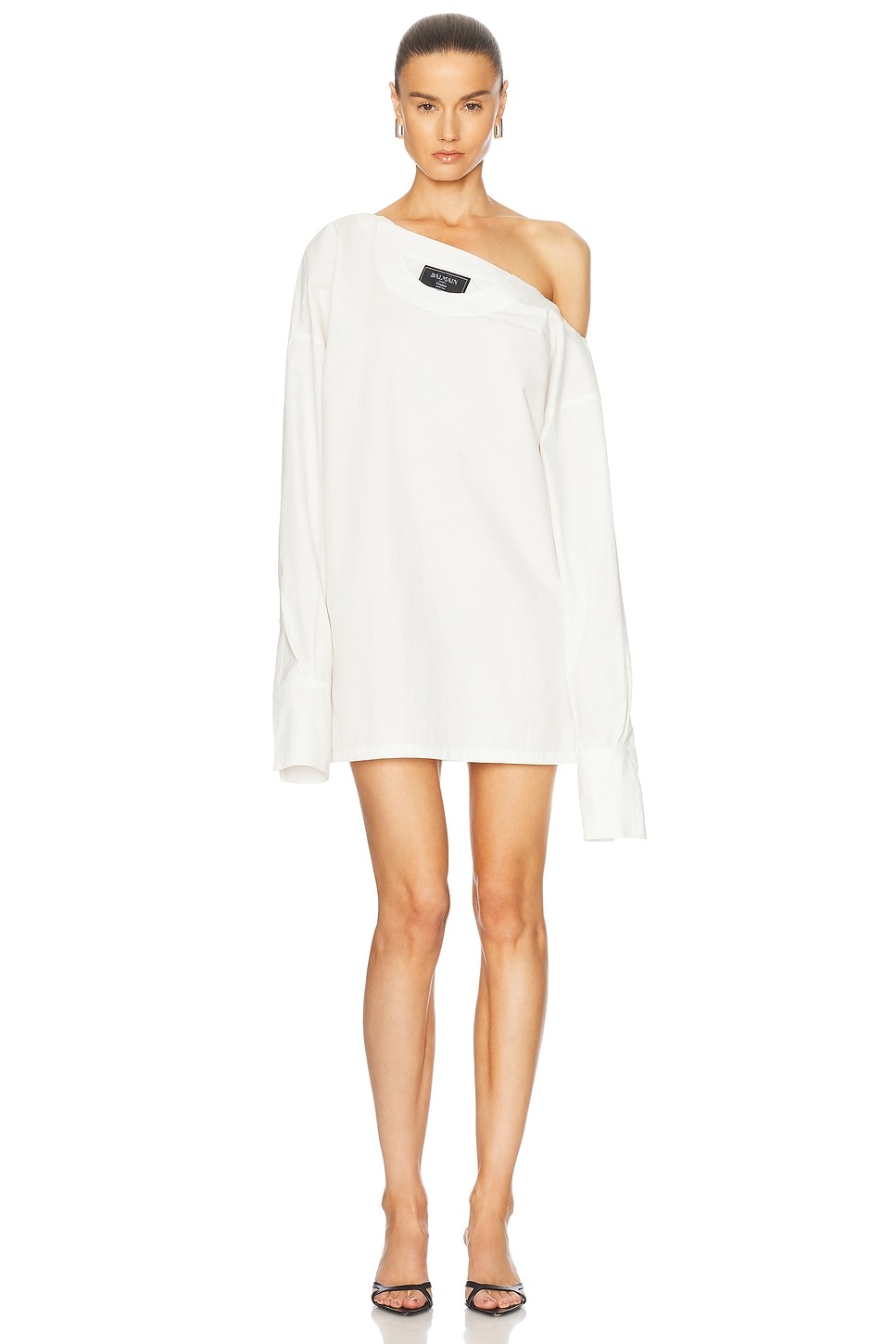 Open Neck Asymmetric Shirt Dress - 2