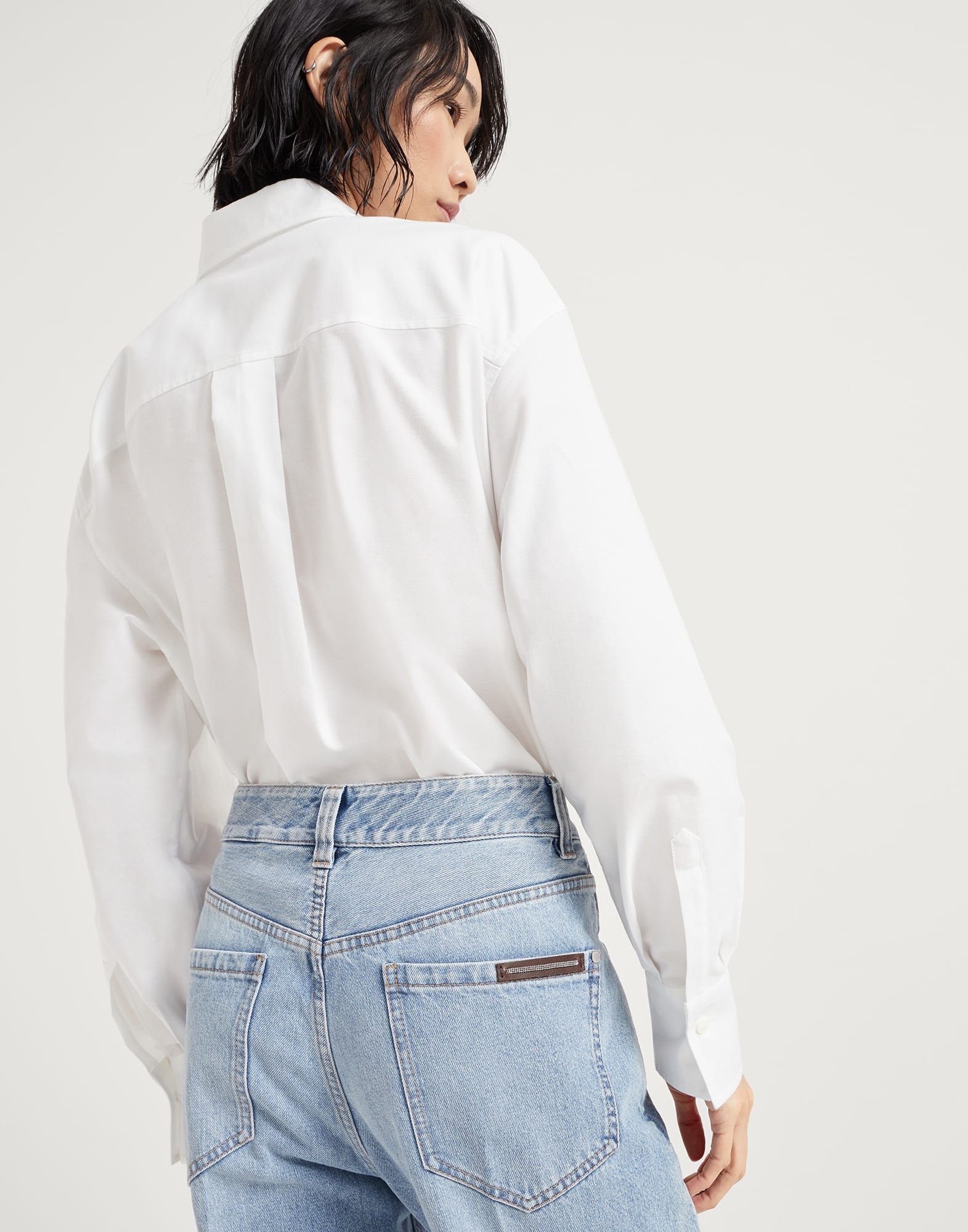 Authentic denim loose trousers with monili - 3