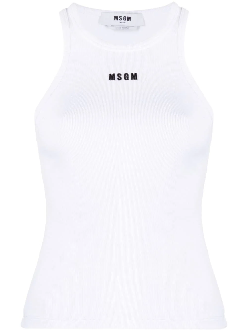 embroidered-logo ribbed tank top - 1