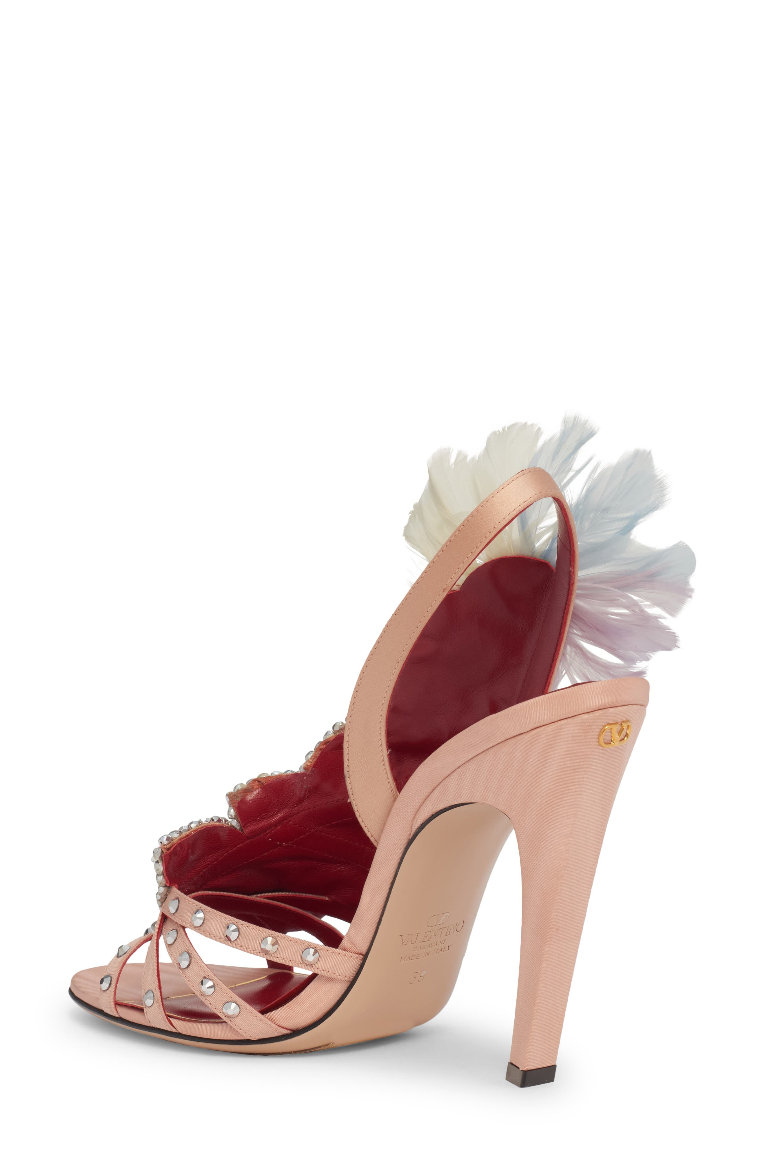Valentino Crystal Leaves Sandal in Aau Nude Couture/skin Sorbet at Nordstrom - 2