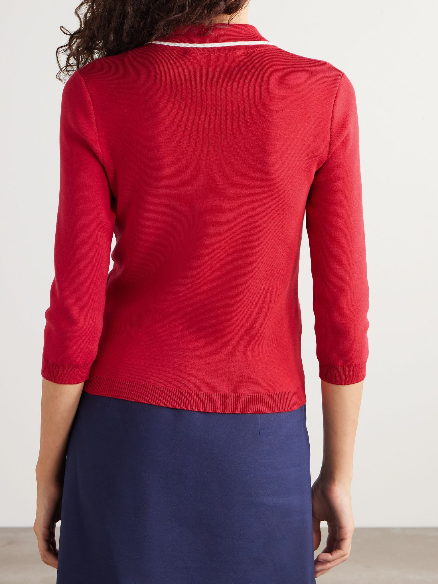 Cropped cotton cardigan Red - 4