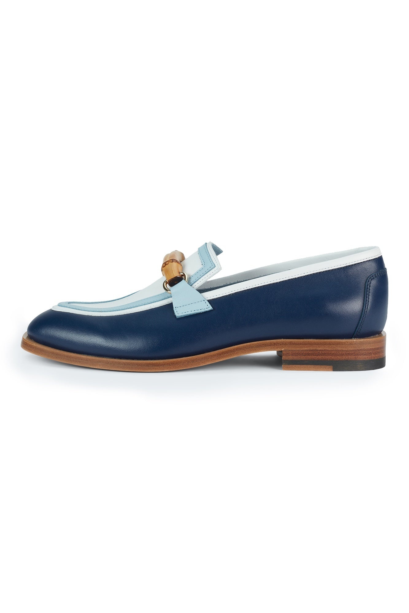Navy & White Leather Loafer - 2