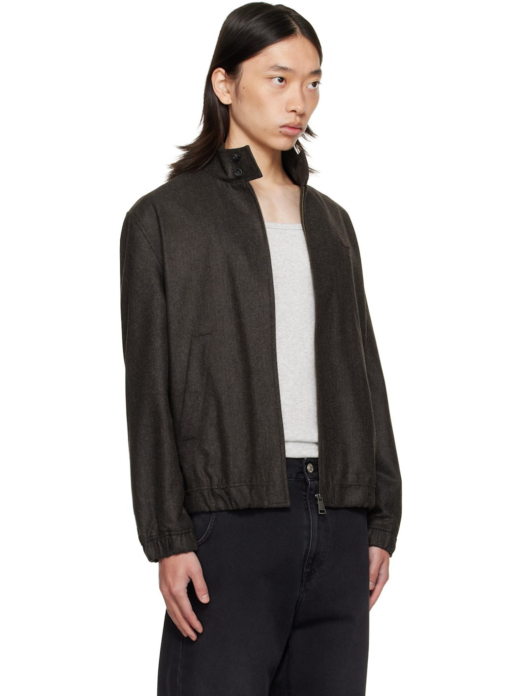 Brown Wool Harrington Jacket - 2