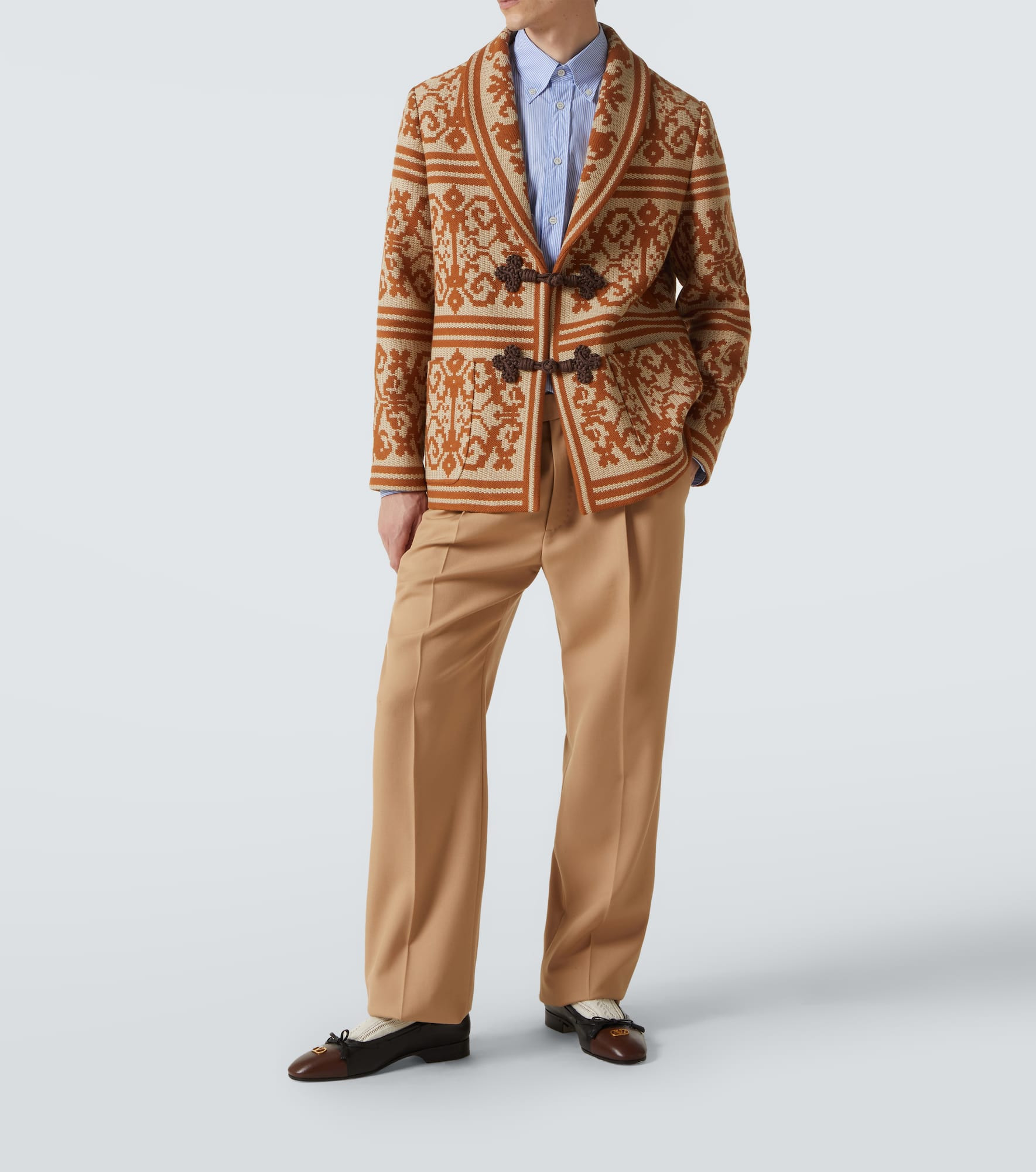 Cotton and linen jacquard cardigan - 2