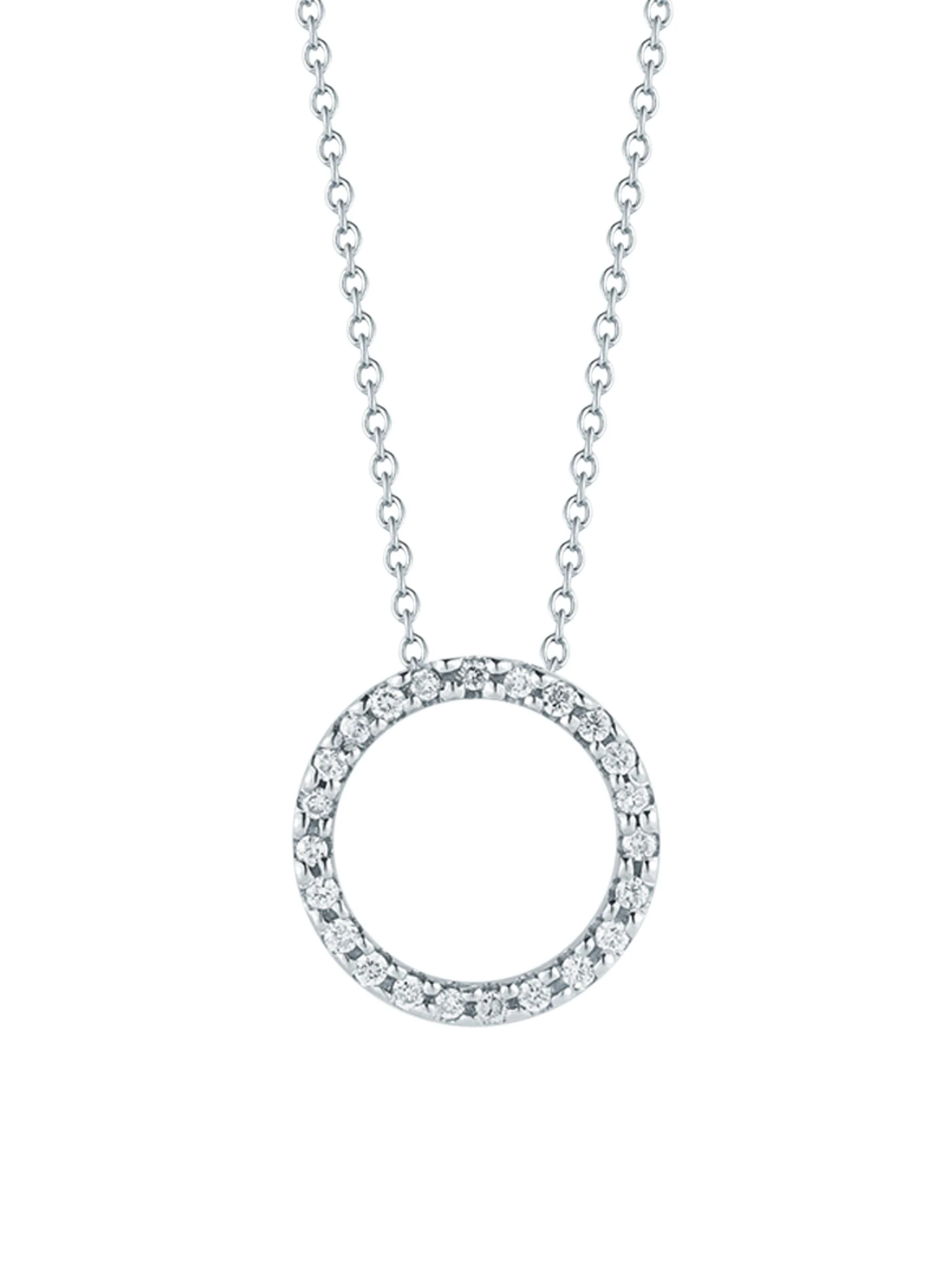 Women's Tiny Treasures 0.11 TCW Diamond & 18K White Gold Petite Circle Pendant Necklace - White Gold - 1