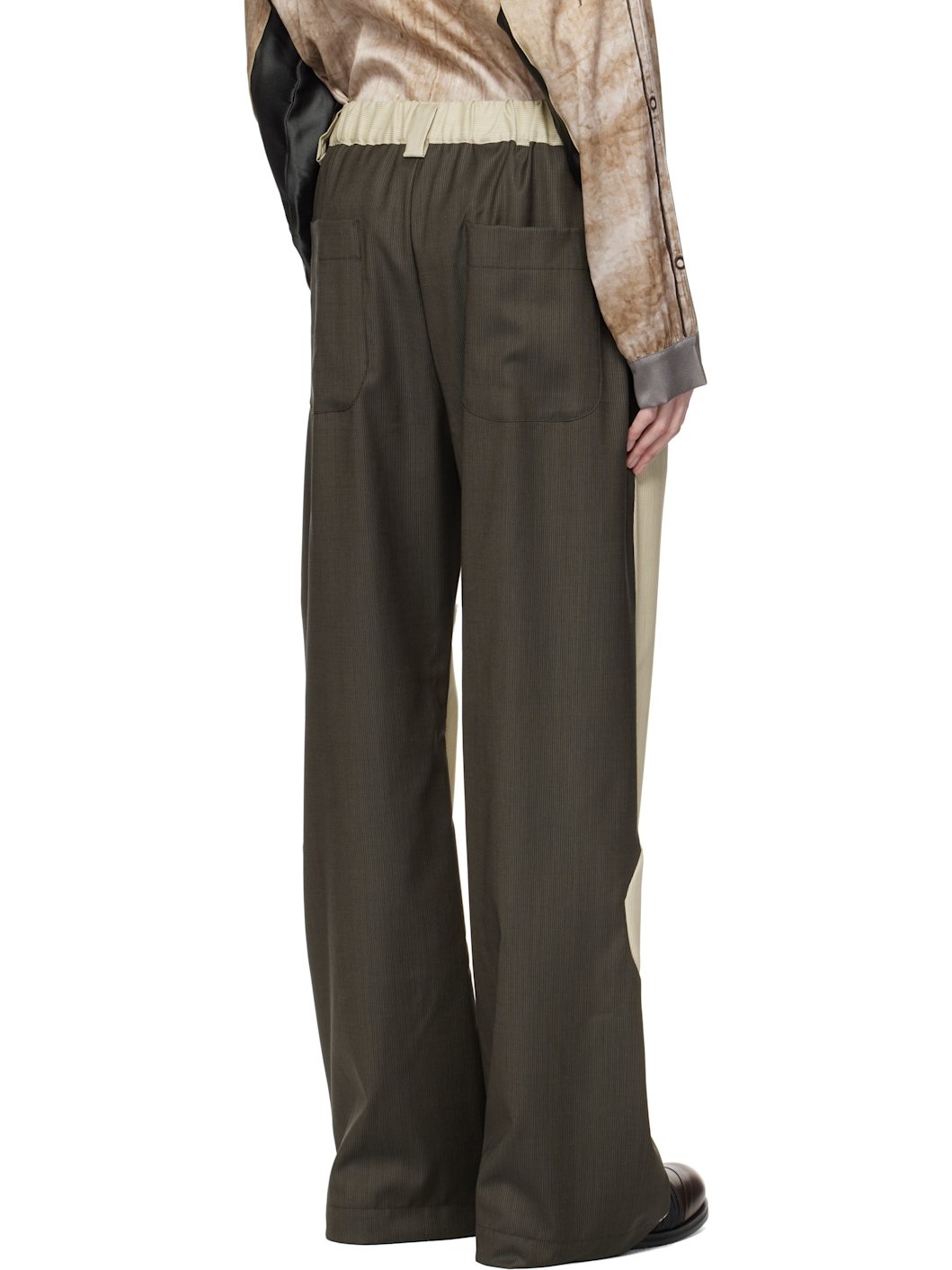 Beige & Khaki Wool Split Trousers - 3