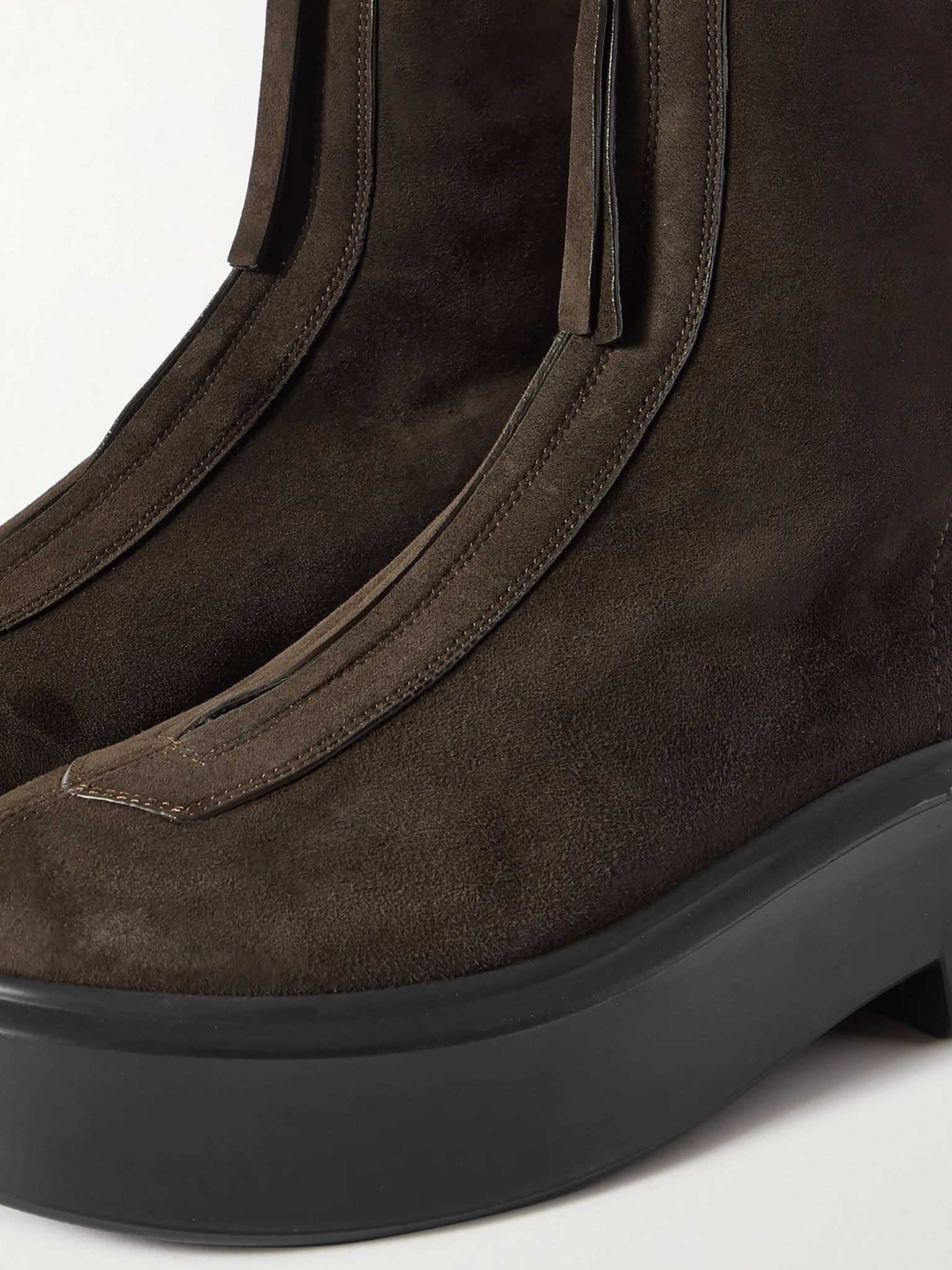 Suede platform ankle boots Brown - 4