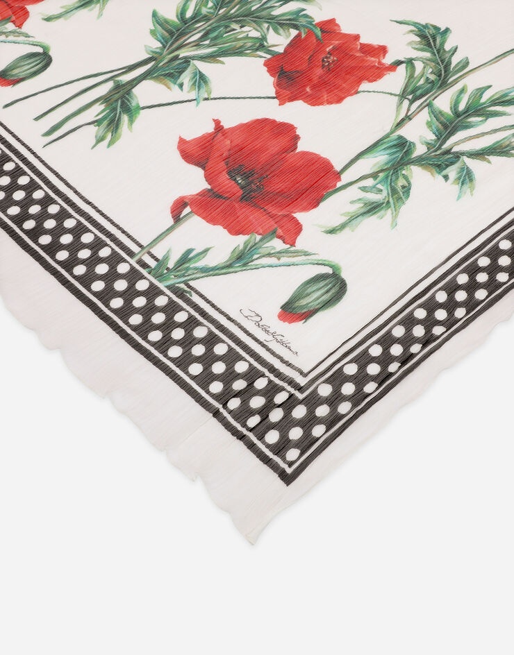 Poppy-print silk scarf (120 x 200) - 2