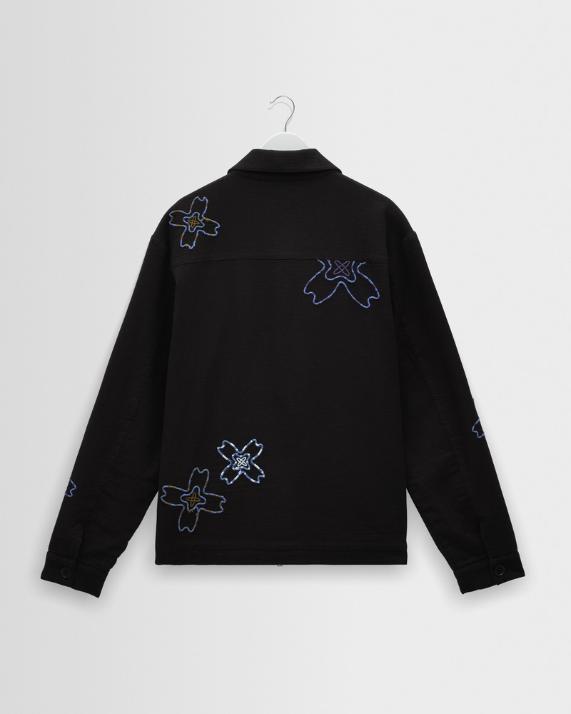 Eldon - Black Floral Embroidered Cotton Twill Jacket 10