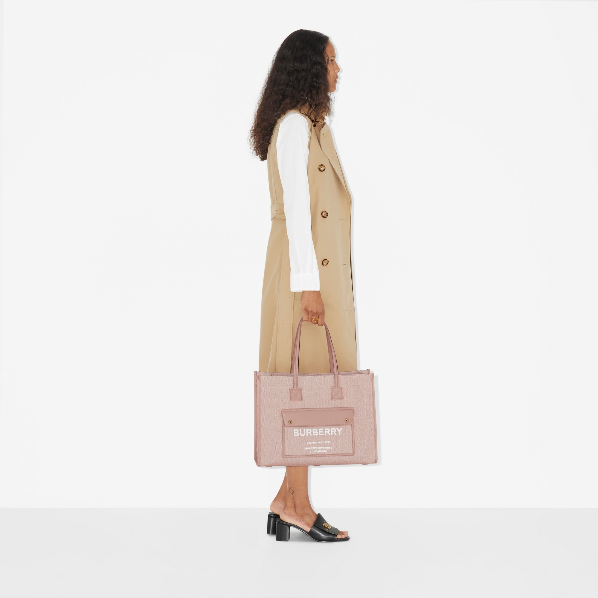 Two-tone Canvas and Leather Medium Freya Tote - 3