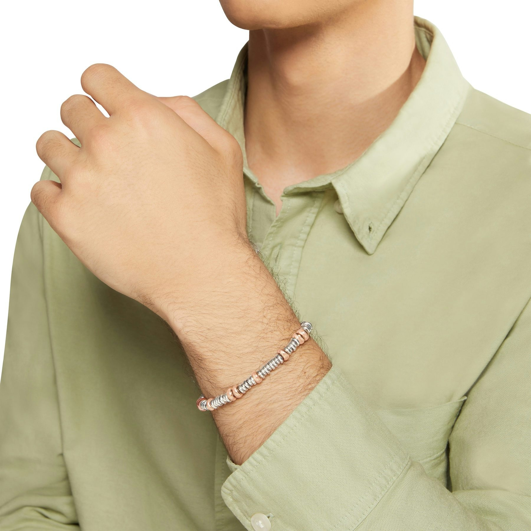 SILVER & GOLD PLATED SILVER RONDELLE BRACELET - 3