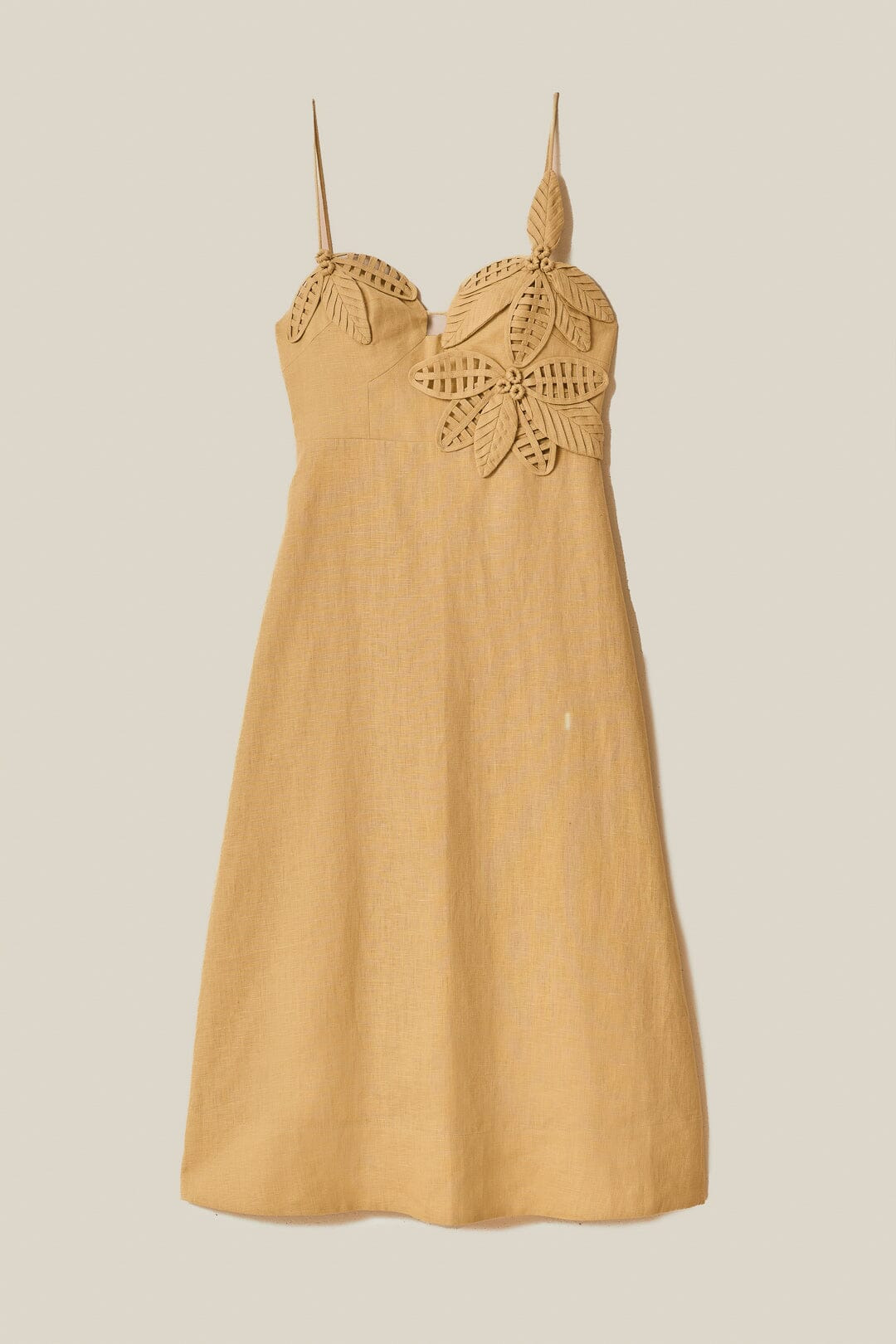 Sand 3D Flower Bodice Midi Dress - 4