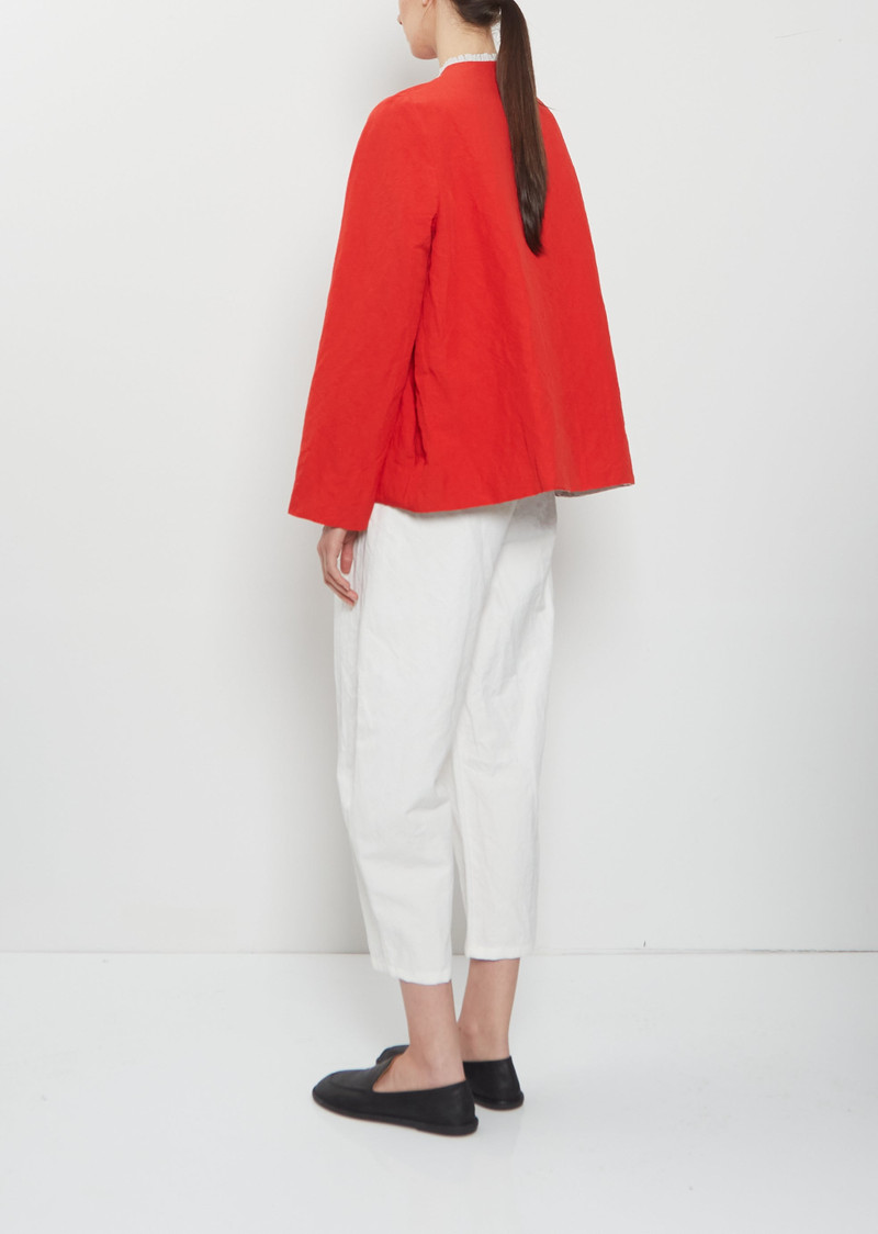 apuntob Ruche Collar Linen Jacket — Pomegranate outlook