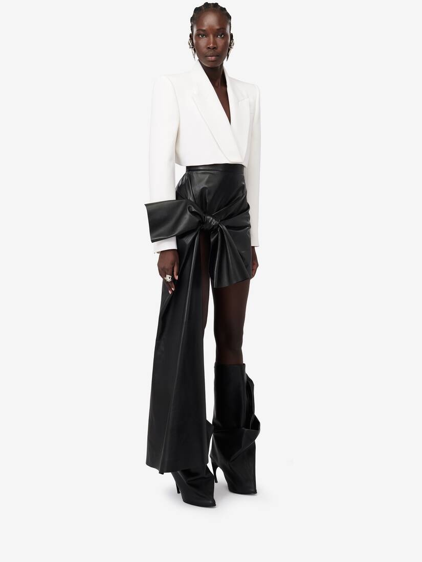 Women's Boxy Cropped Jacket in Soft White - 3