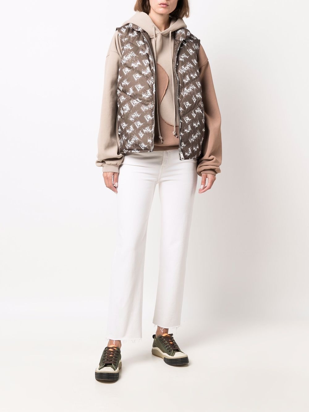 logo-print padded gilet - 2