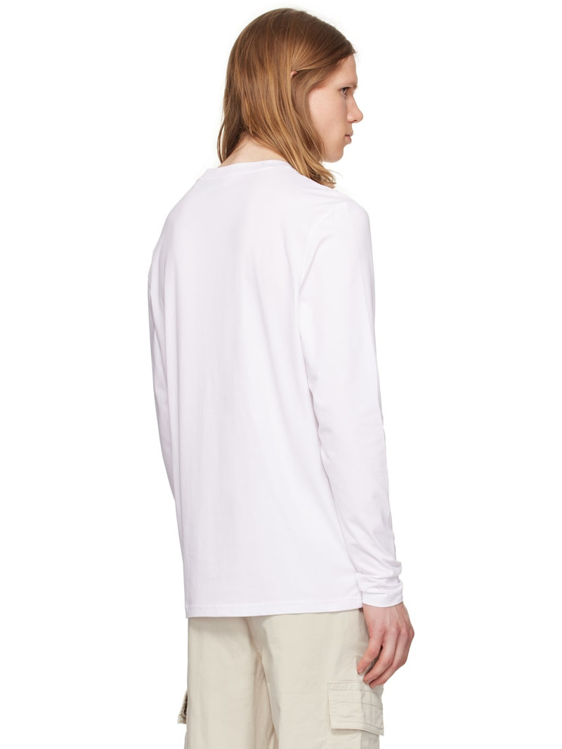 White Long-Sleeved Stretch Cotton Logo Print T-shirt 3