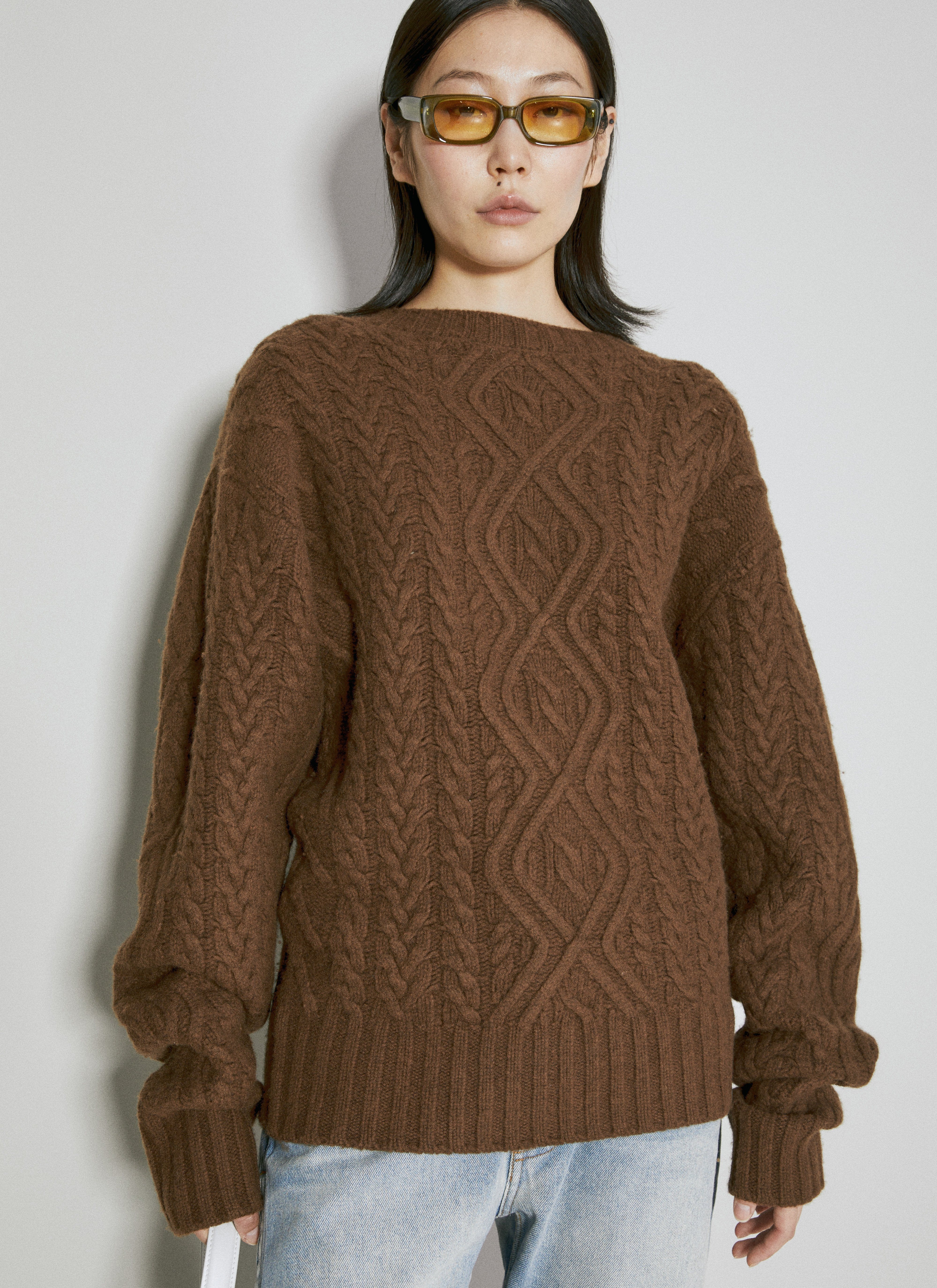 Martine Rose Women Wool Cable Knit Sweater - 1
