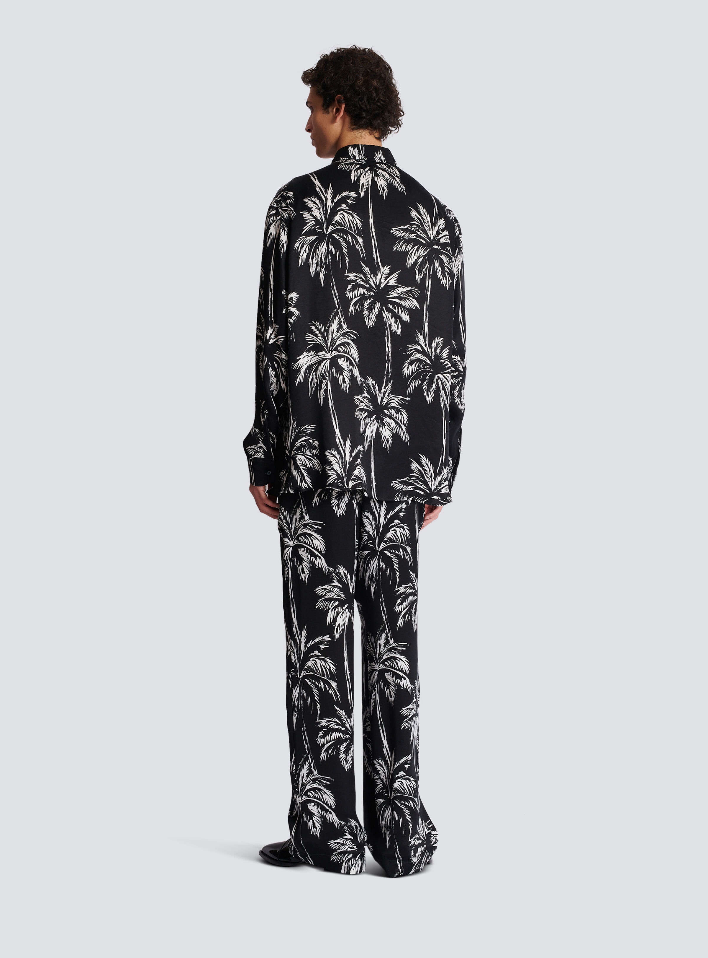 Tシャツ・カットソー BALMAIN FW24 PALM PRINT SHIRT (DH1HS184VF43 EAB) Shirt Balmain Palm Tree Print Long Sleeve Shirt DH1HS184VF43