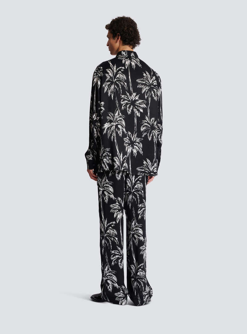 Printed satin palm tree shirt 4
