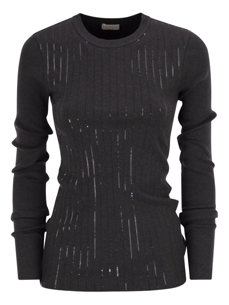sequin-stripe T-shirt 1