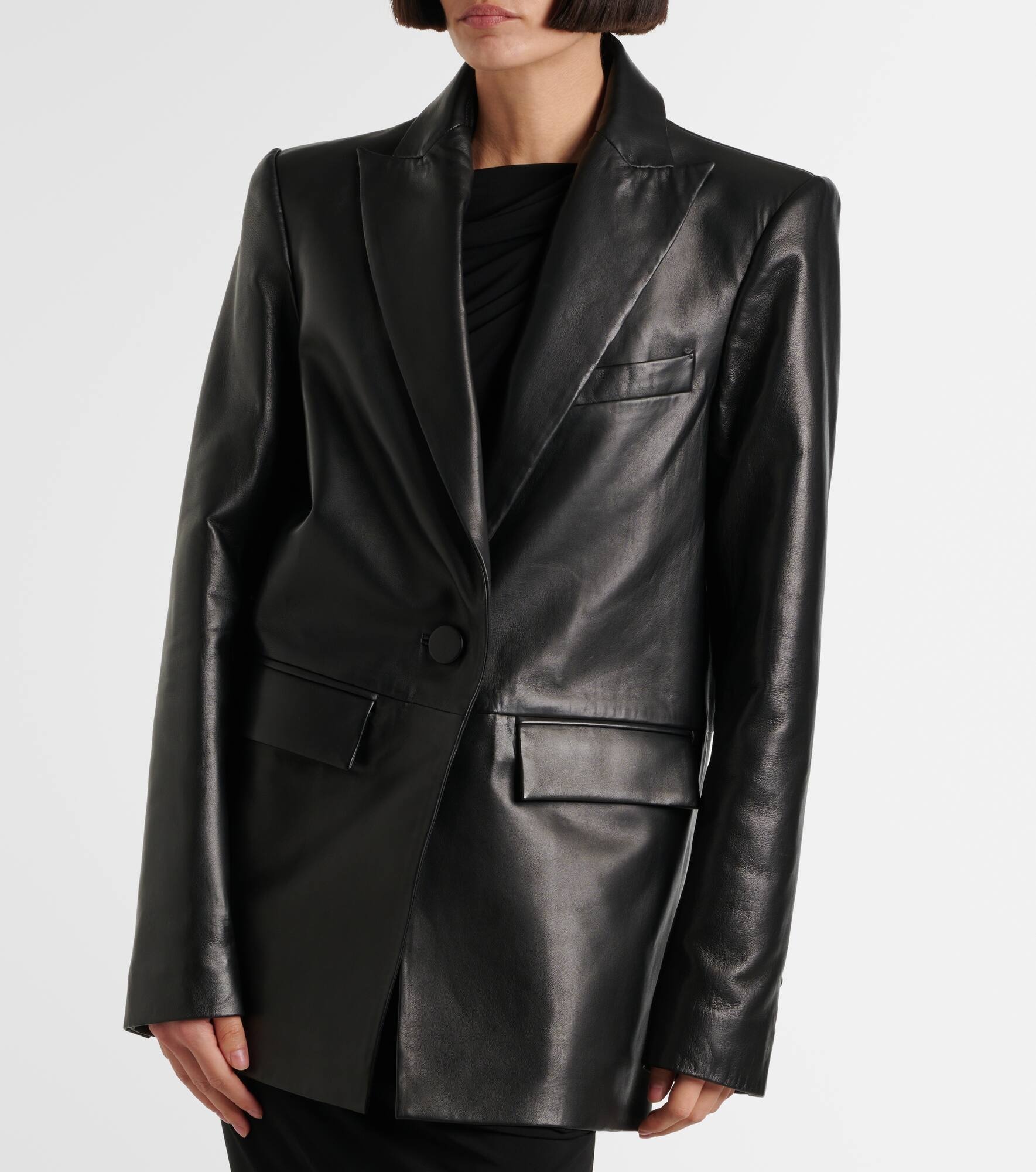 Oversized leather blazer - 6