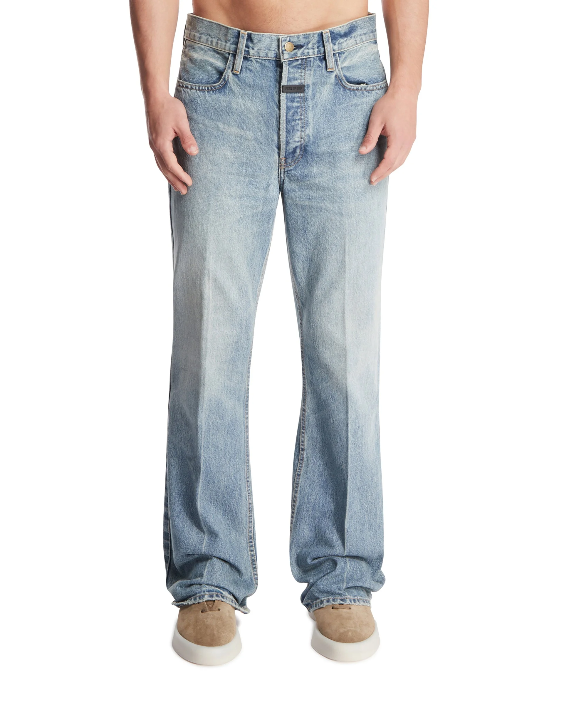 Light Blue Cotton 70s Jeans - 1