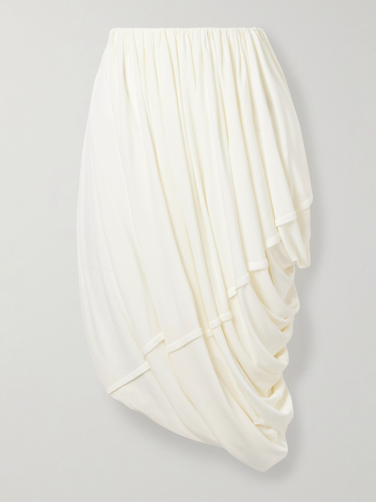 Draped stretch-jersey midi skirt Ivory - 1