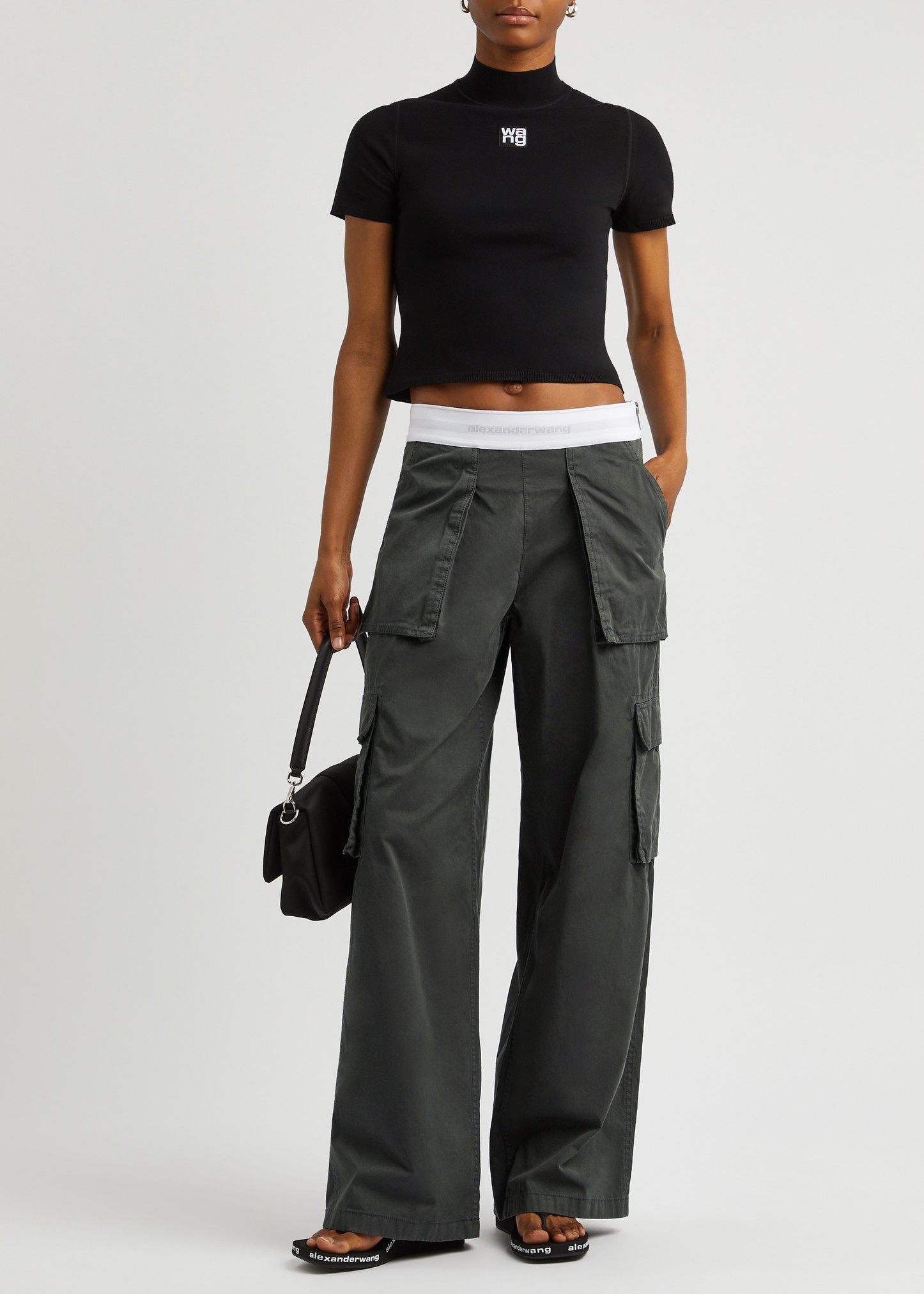 Alexander Wang Logo-jacquard cotton cargo trousers | harveynichols 