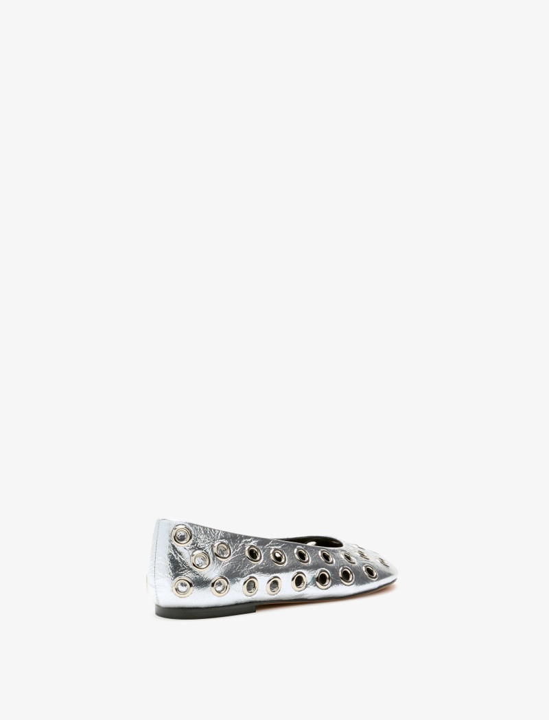 Proenza Schouler Glove Grommet Flats in Crinkled Metallic outlook