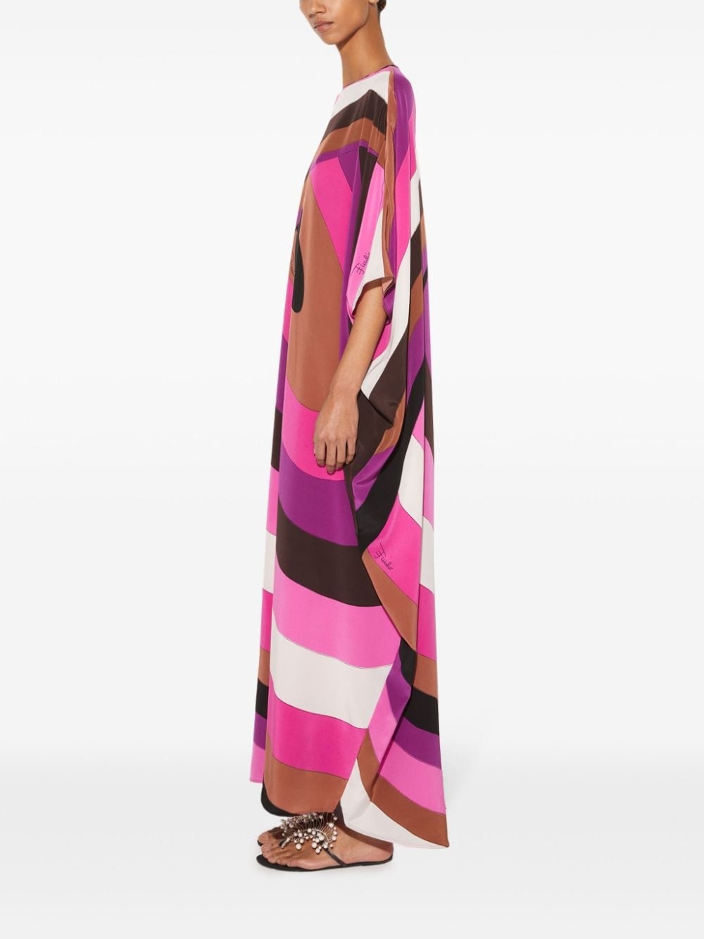 Iride-print silk kaftan - 3