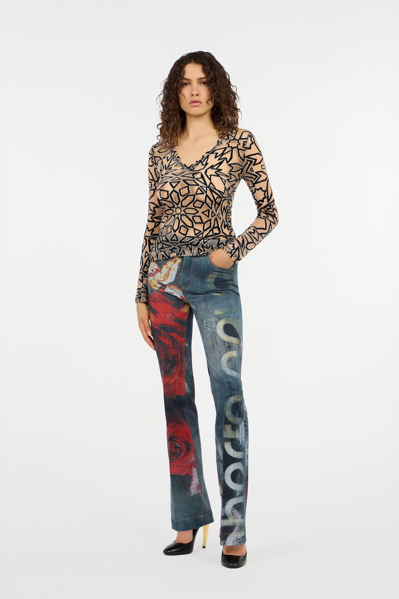 Roberto Cavalli Garden Rose Print Jeans outlook