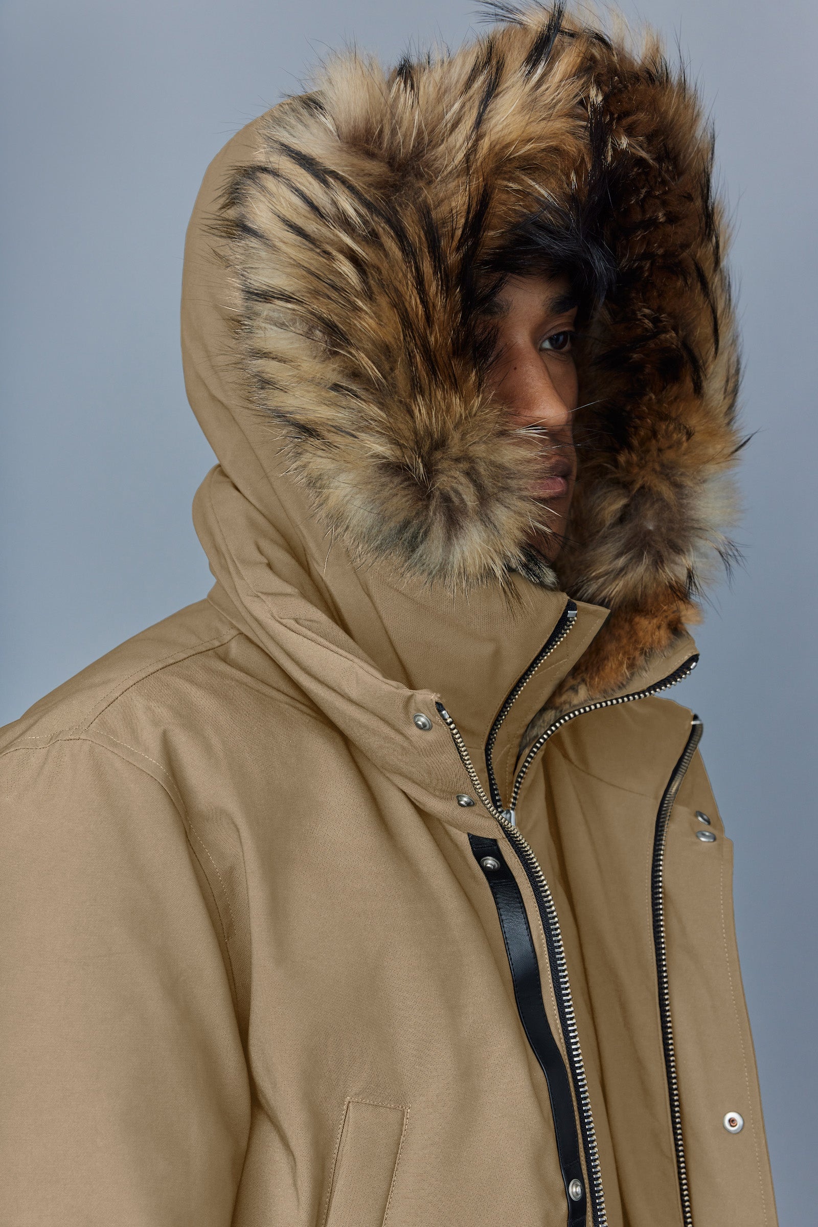 EDWARD 2-in-1 down parka with hooded bib and natural fur for men - 5