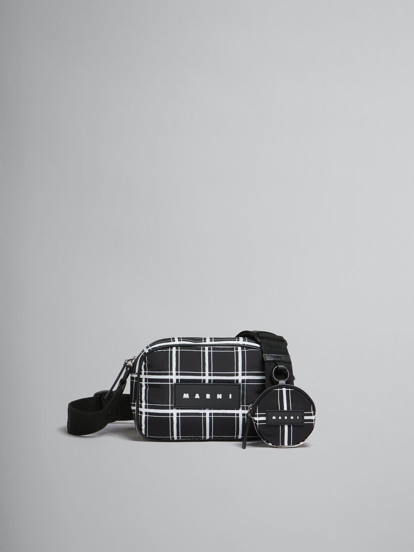 BLACK CHECKED PUFF CAMERA BAG - 1
