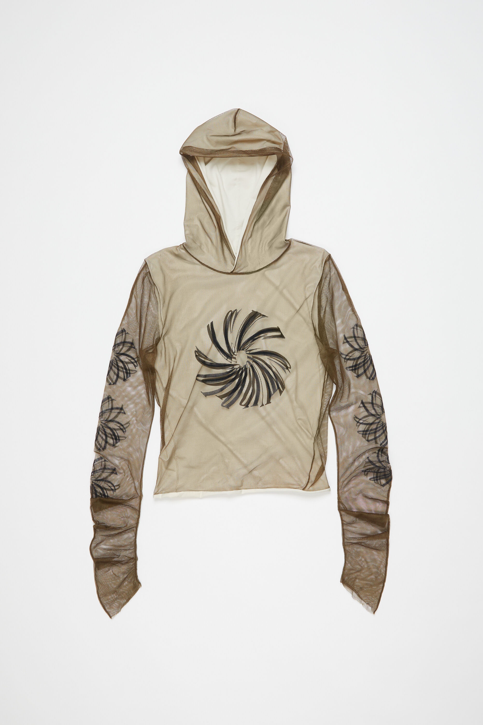 Mesh hooded t-shirt - Almond brown - 5