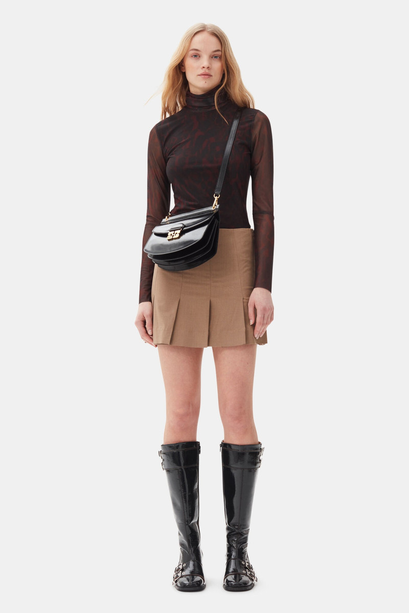 GANNI BROWN DRAPEY MELANGE MINI SKIRT outlook