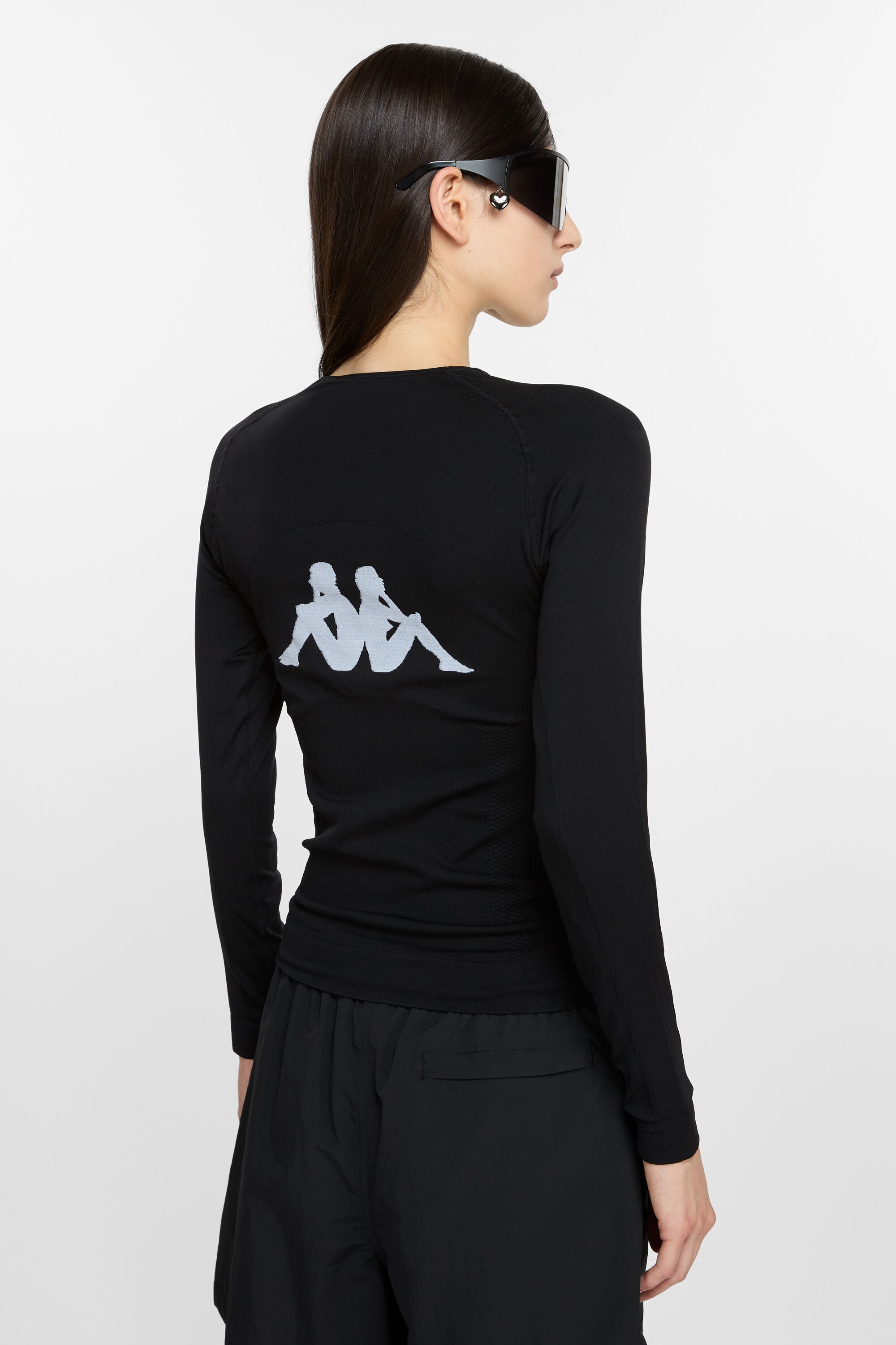 Long sleeve logo t-shirt - Acne Studios x Kappa - Black - 3