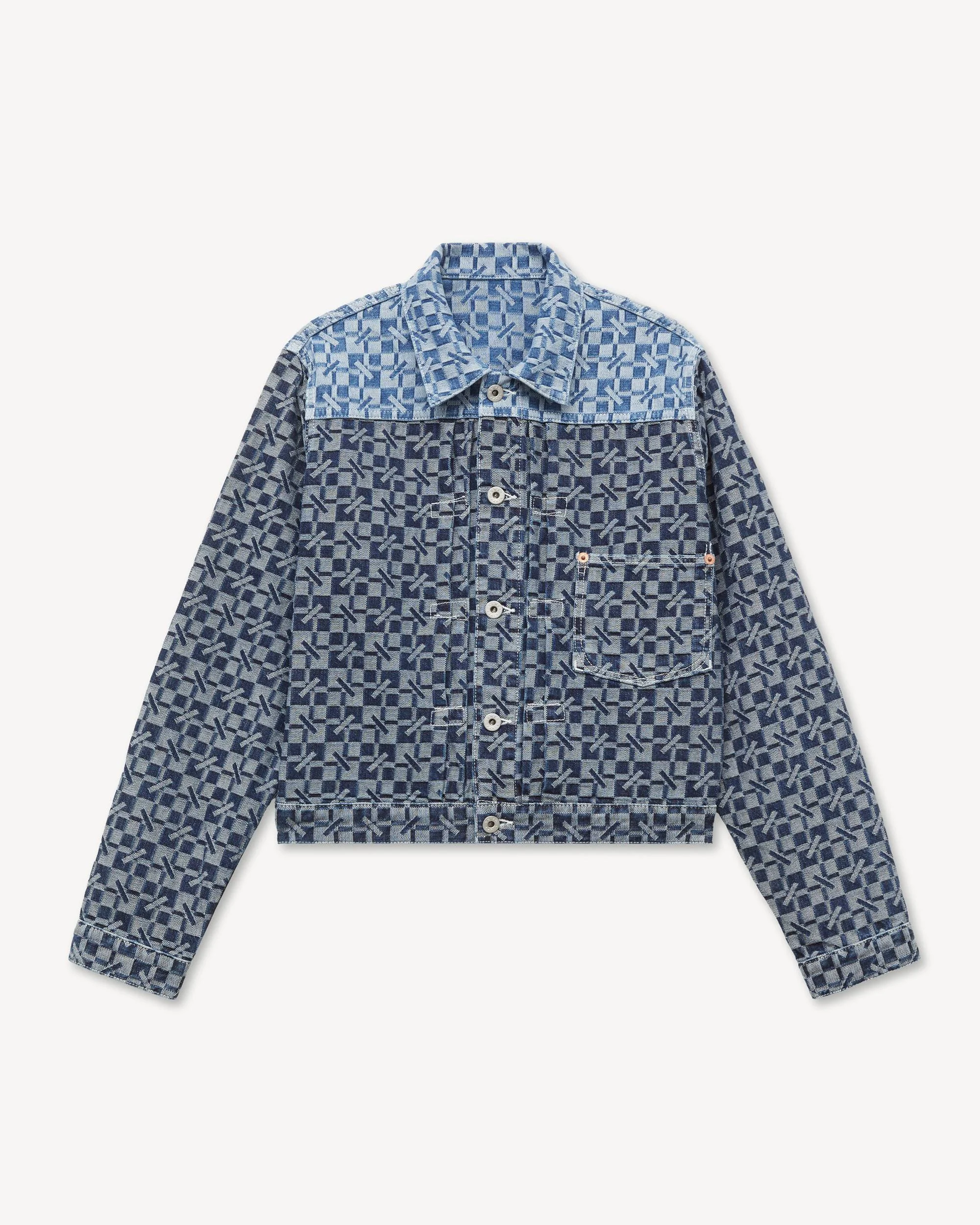 'Kenzogram' cropped trucker jacket in japanese denim - 1