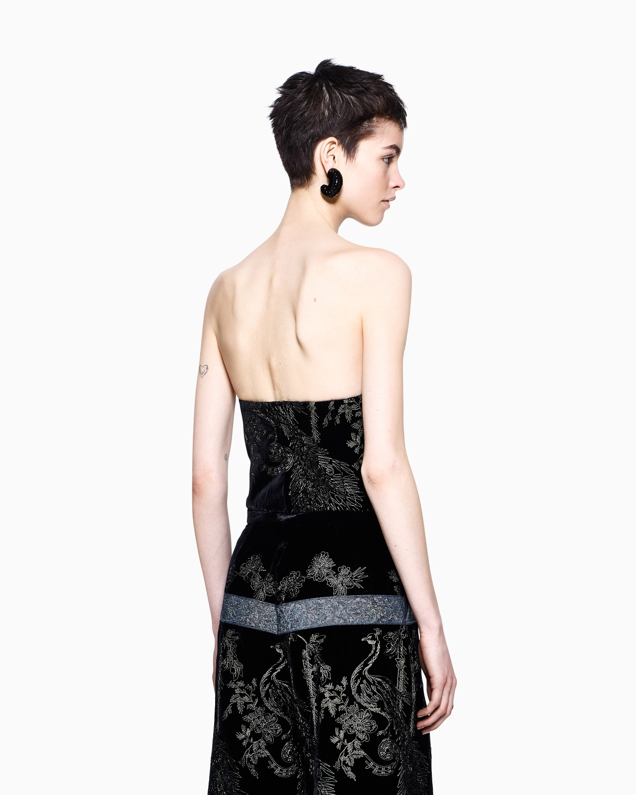 EMBROIDERED VELVET BUSTIER TOP - 3