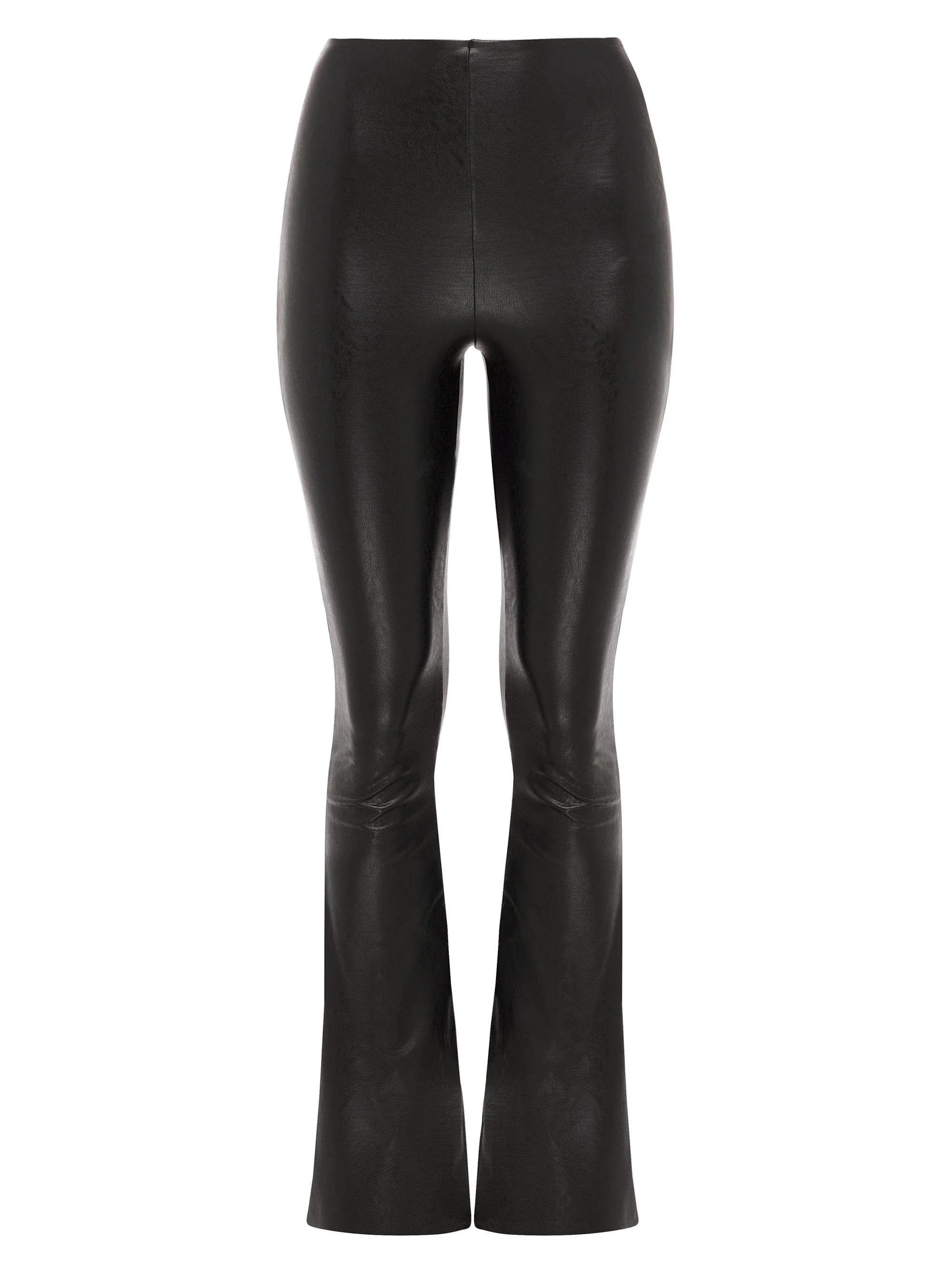 Women's Faux Leather Flared Leggings - Black - 1