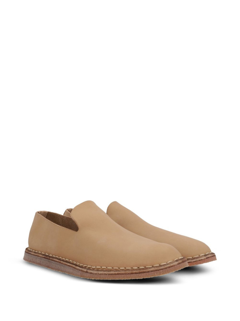 Guidi round-toe leather flat loafers outlook