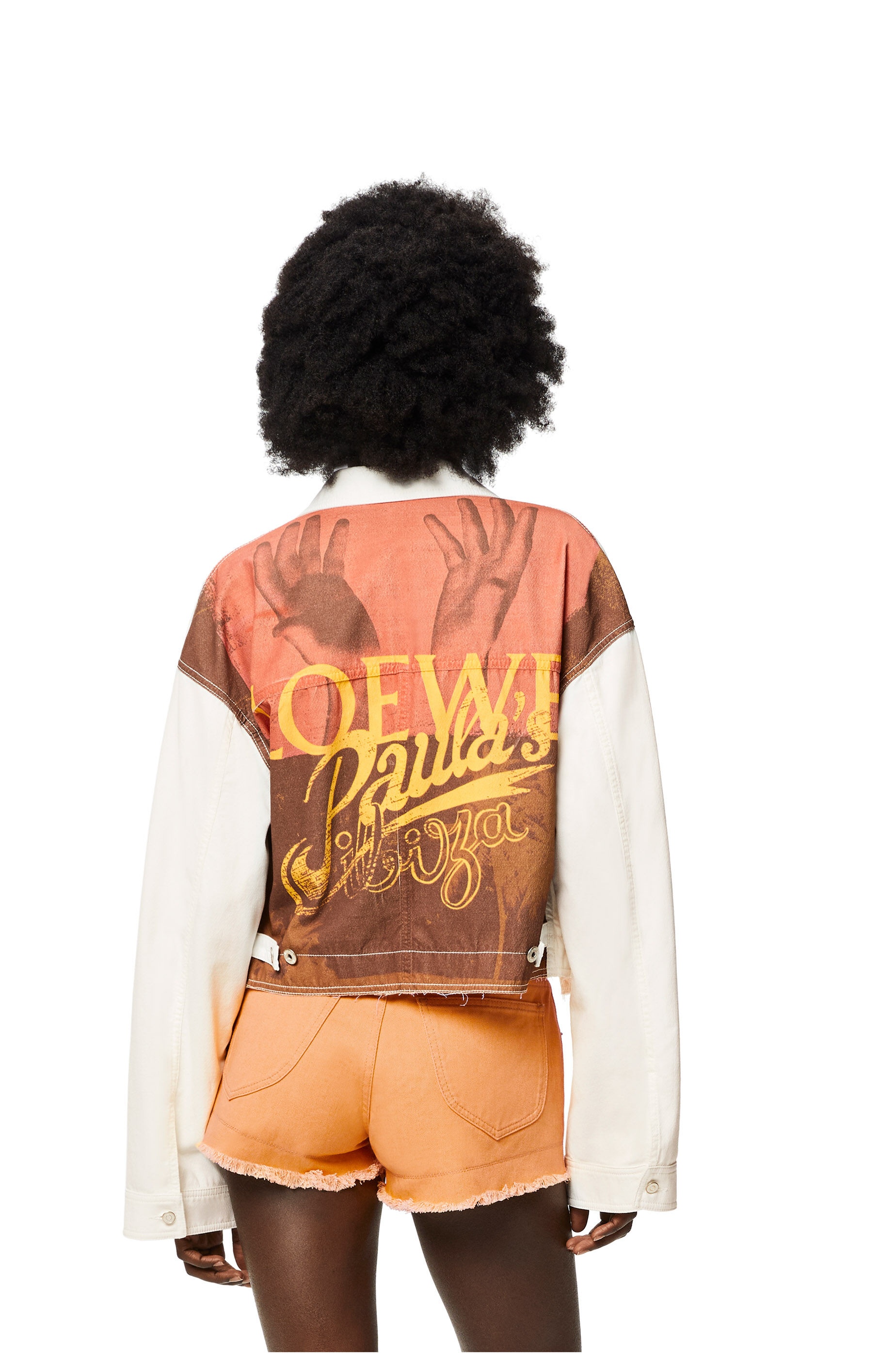 Cropped palm jacket in denim - 4