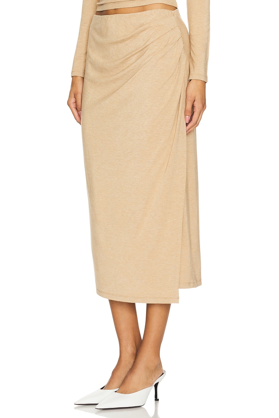 Side Drape Midi Skirt - 3