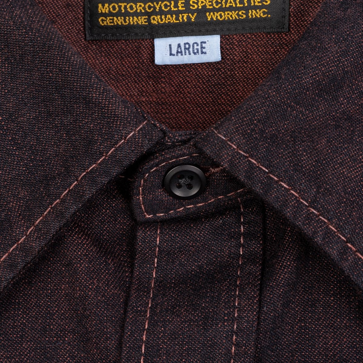 IHSH-352-RED 10oz Selvedge Denim Western Shirt - Indigo Overdyed Red - 8