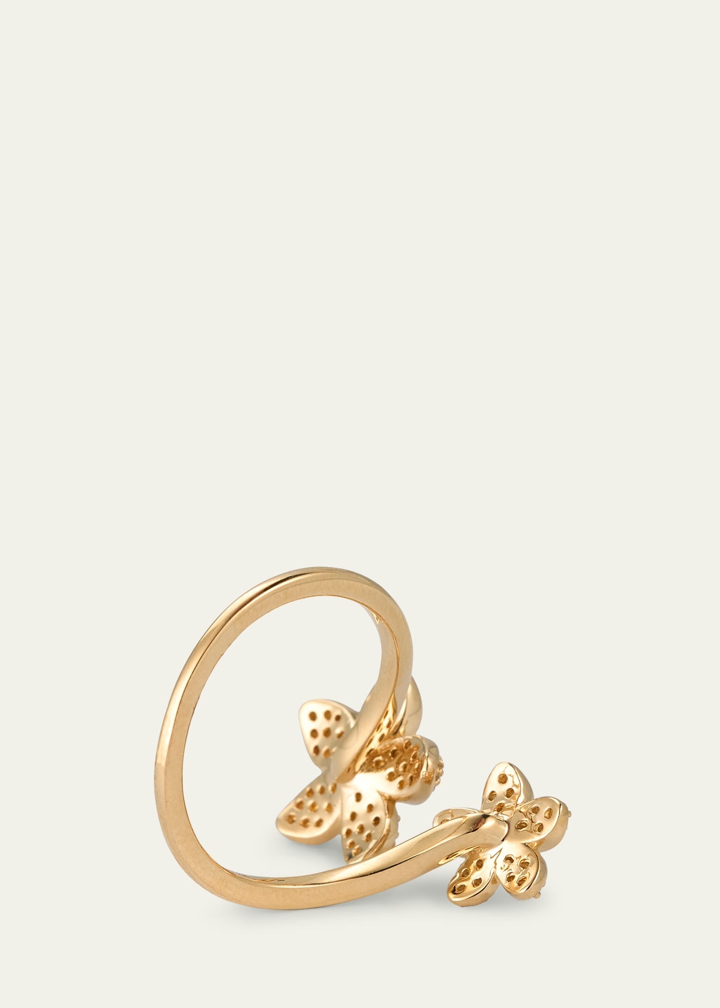 14k YG Diamond Plumeria Wrap Ring, Size 6.5 - 4