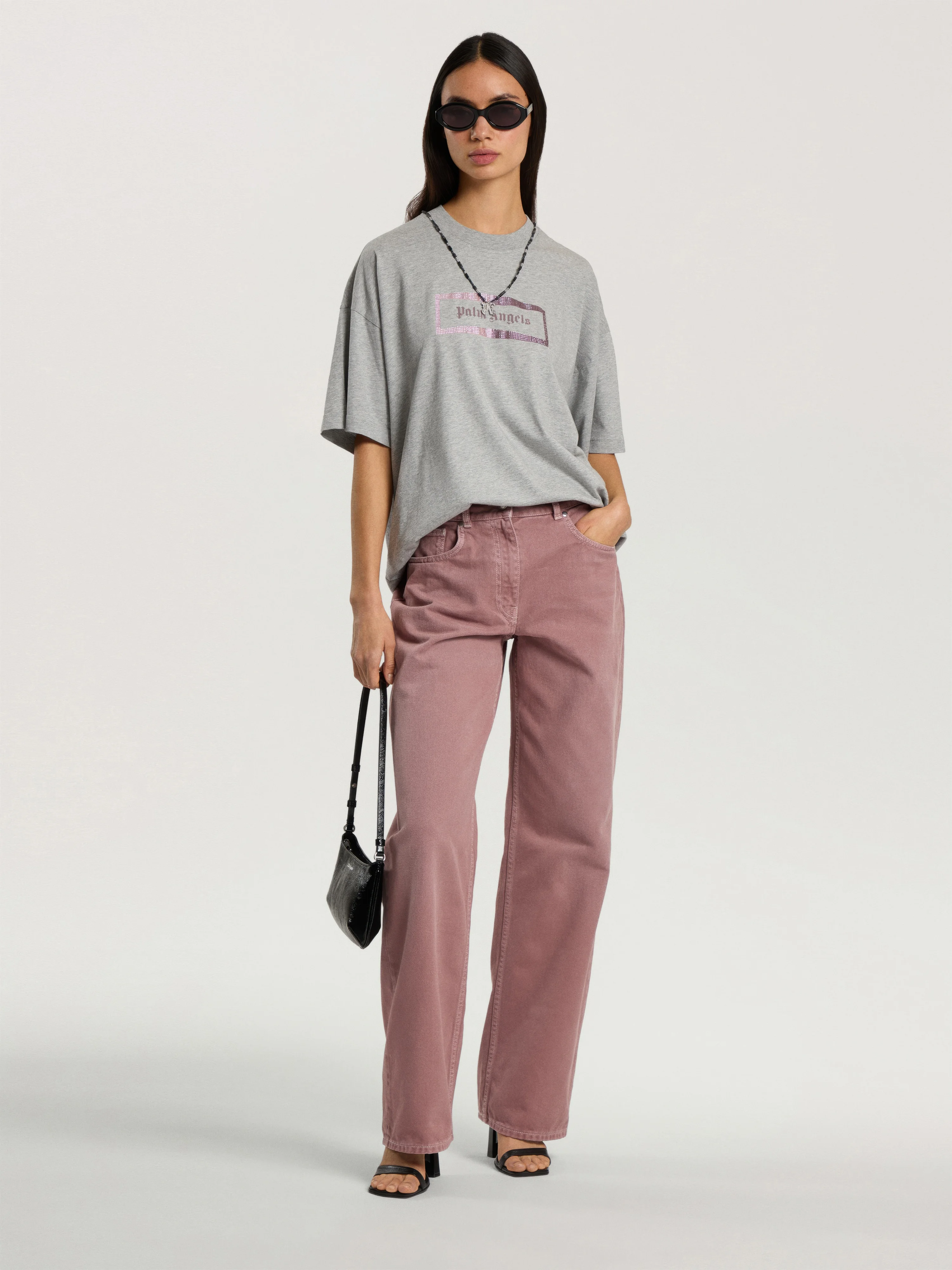 Studded Box Logo Loose T-Shirt - 1
