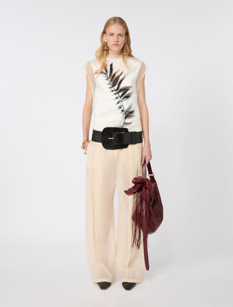 Sportmax Sleeveless double-layer satin and tulle top - white outlook