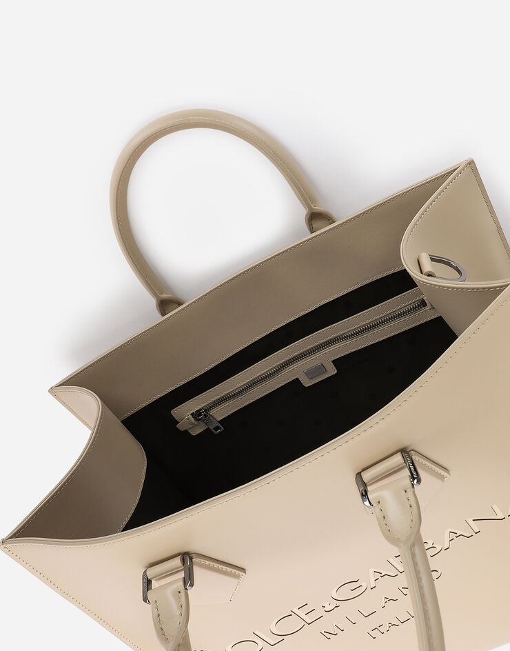 Calfskin nappa shopper with logo - 5