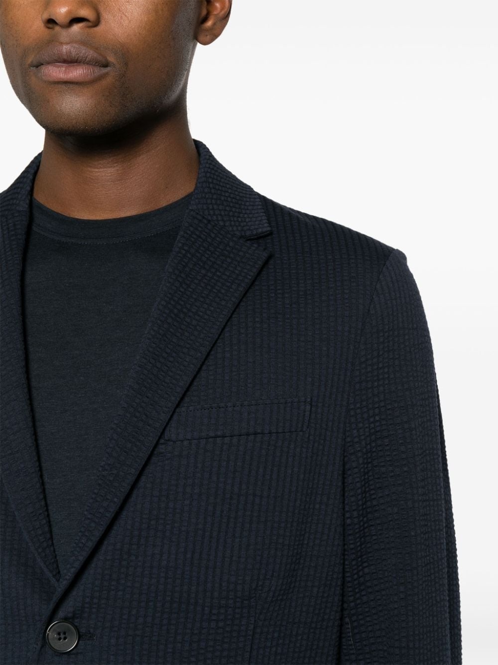 cotton-blend seersucker blazer - 5