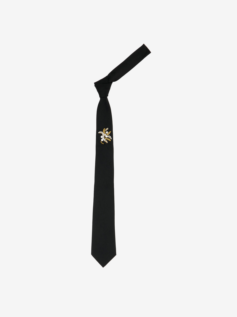 Alexander McQueen Jewelled Mistletoe Embroidery Tie outlook
