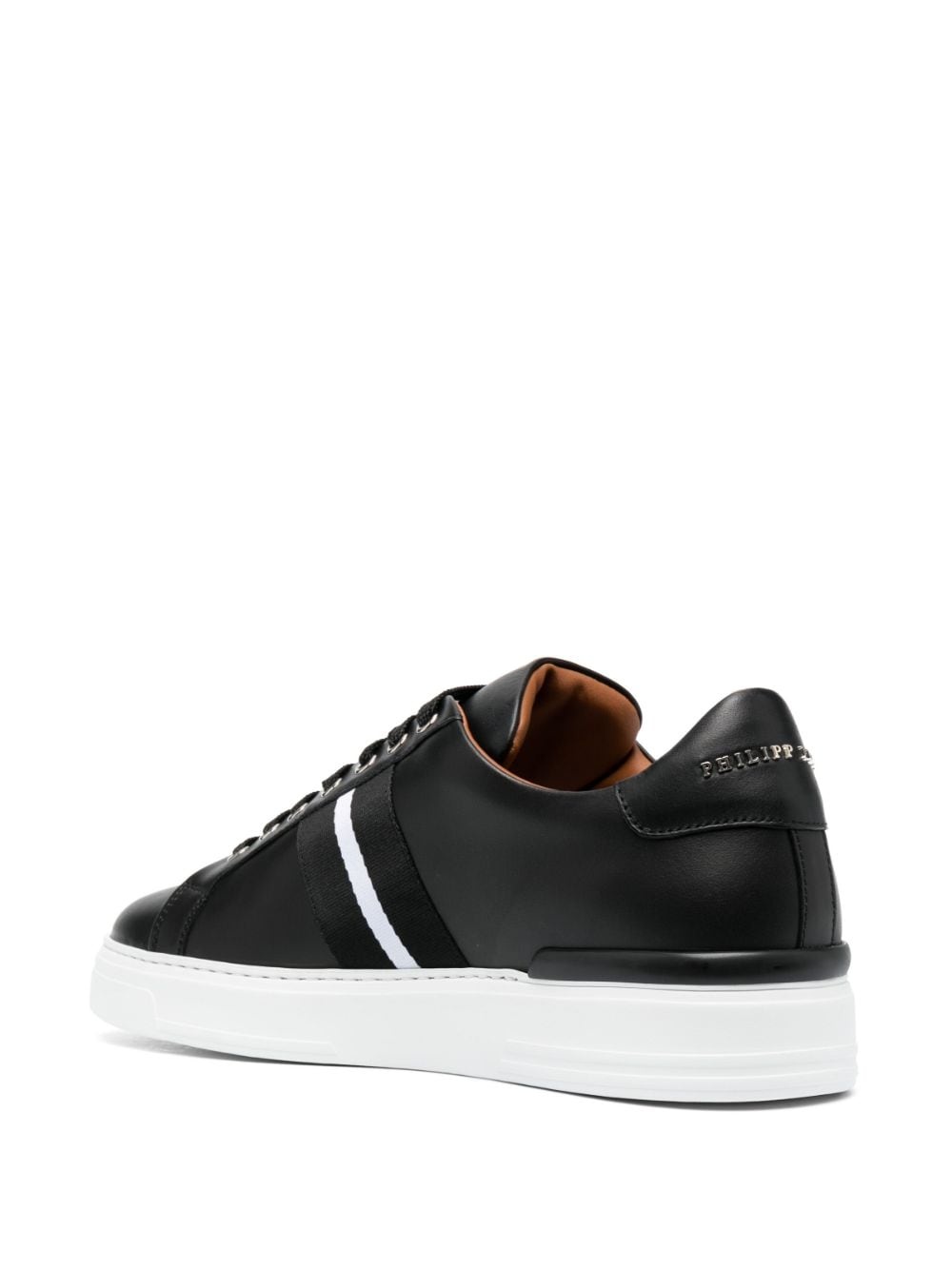 skull-plaque striped low-top sneakers - 3